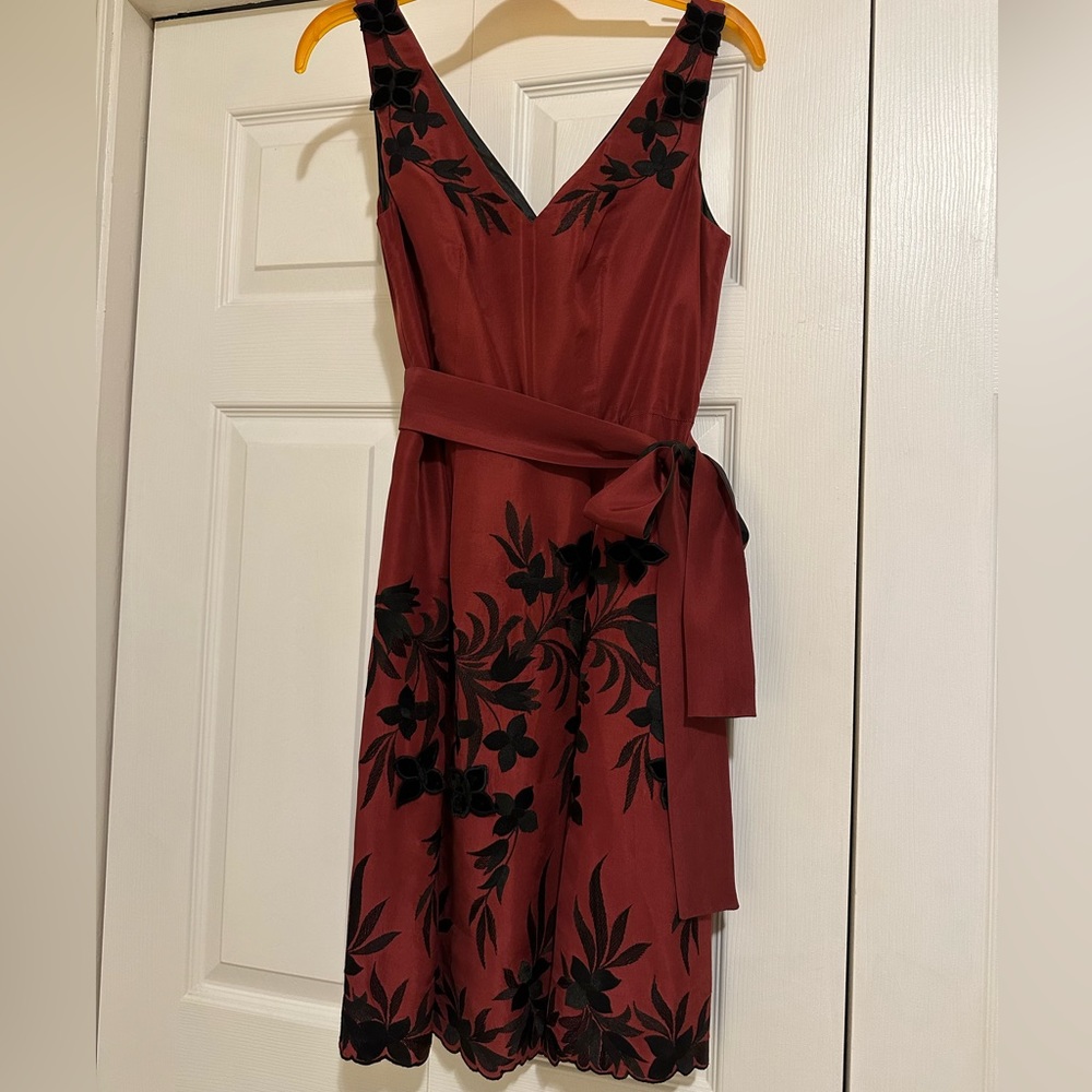 Yoana Baraschi burgundy dress w/ black florals